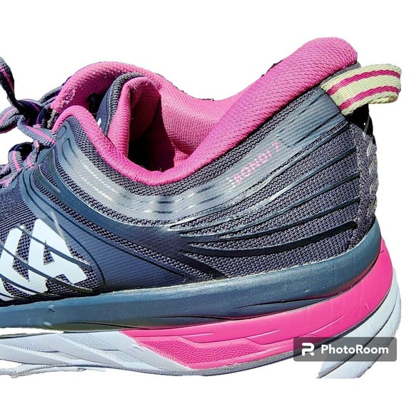 Hoka One One Bondi 7 Sneakers Black/Pink US Size W 9.5 Running Walking - Picture 7 of 7